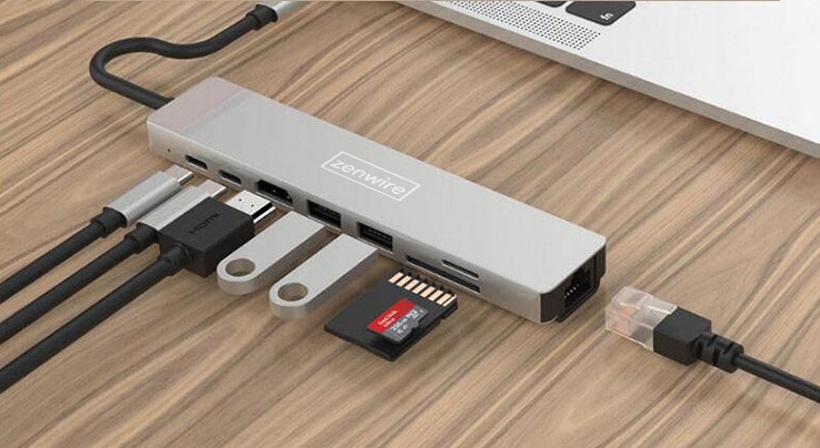 ADAPTER HUB 9w1 USB-C HDMI RJ45 Fast Ethernet SD do Macbook Air Pro M1 M2 M3 Zenwire - Zdjęcie nr 2
