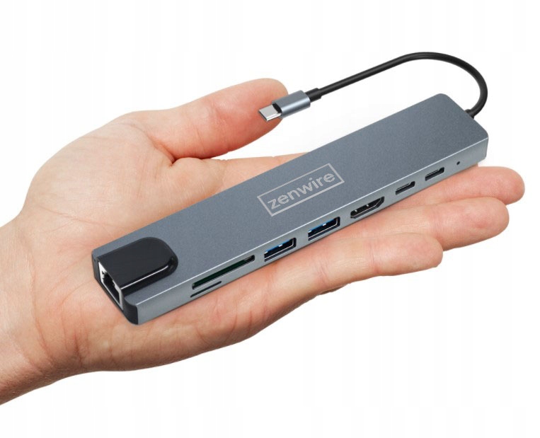ADAPTER HUB 9w1 USB-C HDMI RJ45 Fast Ethernet SD do Macbook Air Pro M1 M2 M3 Zenwire - Zdjęcie nr 8