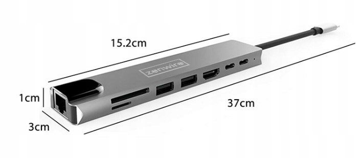 ADAPTER HUB 9w1 USB-C HDMI RJ45 Fast Ethernet SD do Macbook Air Pro M1 M2 M3 Zenwire - Zdjęcie nr 10