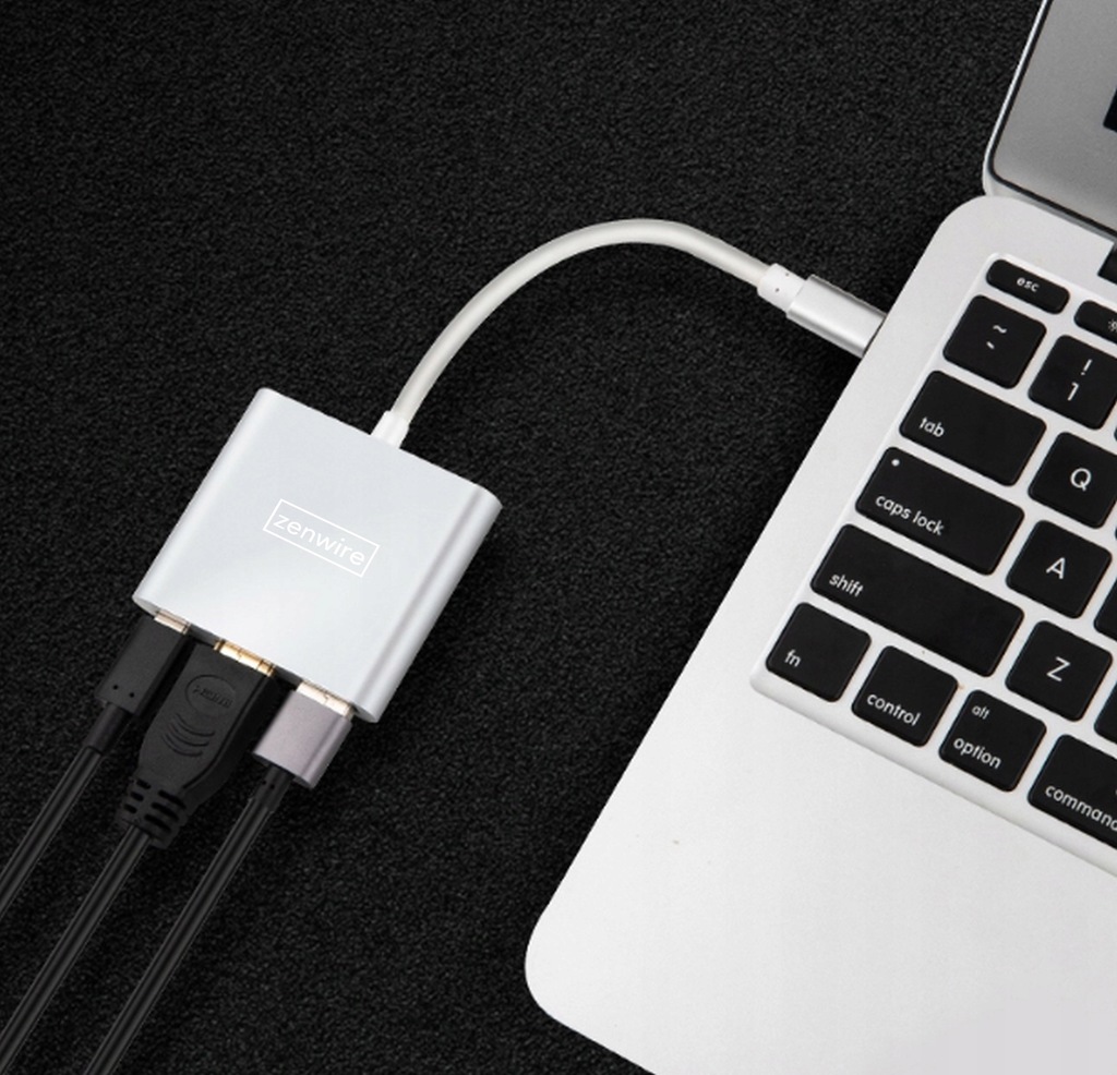 Adapter Przejściówka ZENWIRE 3w1 MHL HUB USB C HDMI 4K do MacBook Samsung Waga produktu z opakowaniem jednostkowym 0.1 kg