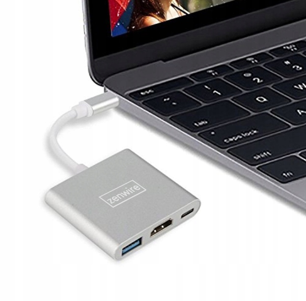 Adapter Przejściówka ZENWIRE 3w1 MHL HUB USB C HDMI 4K do MacBook Samsung Informacje o bezpieczeństwie CE WEEE