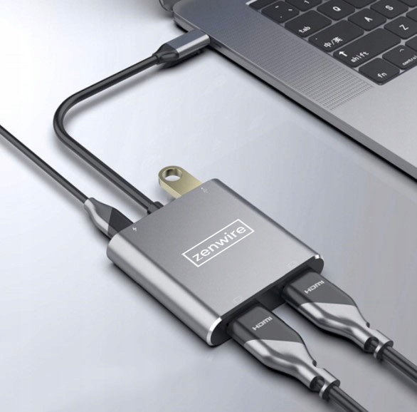 ADAPTER HUB Przejściówka USB-C 3.1 4W1 2x HDMI 4K USB 3.0 Power Delivery PD Stan opakowania oryginalne