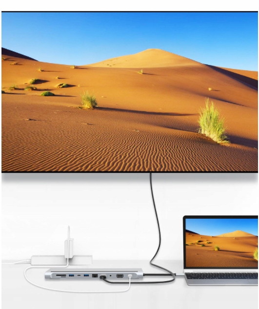 STACJA DOKUJĄCA HUB USB-C 11w1 VGA RJ45 HDMI 4K M1 - Zdjęcie nr 8