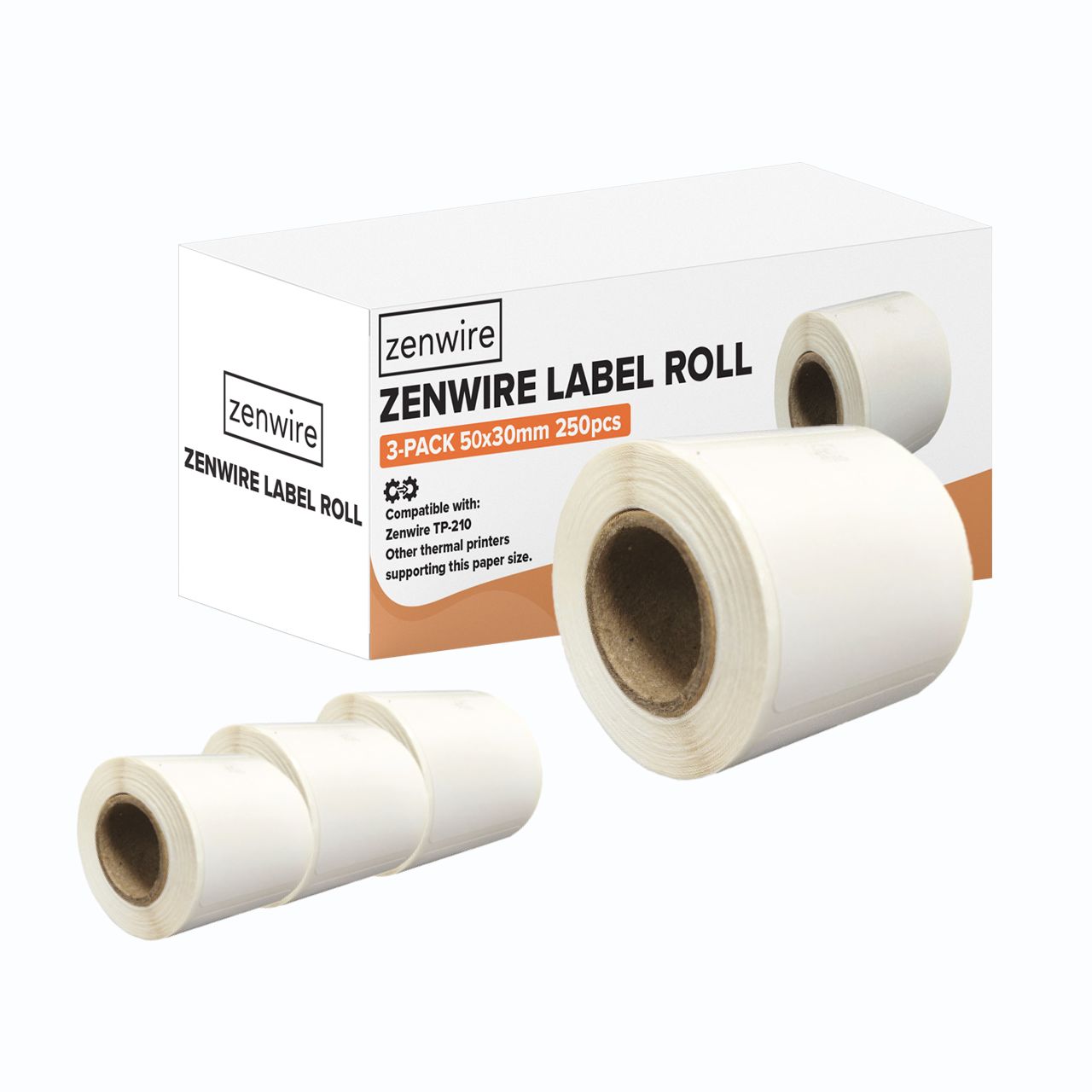 Etykiety Termiczne Samoprzylepne 3-pak Rolki 50x30 mm do Mini Drukarki Zenwire TP-210