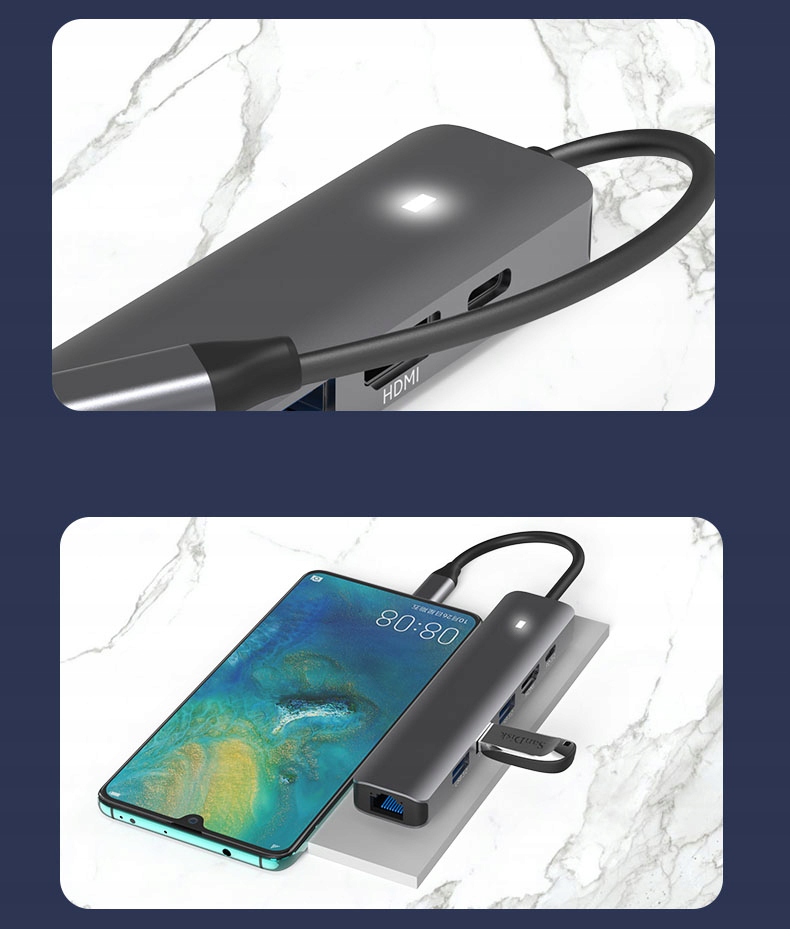 HUB USB-C Adapter 7W1 Zenwire HDMI 4K USB Gigabit Ethernet RJ45 1000 Mbps M1 - Zdjęcie nr 10