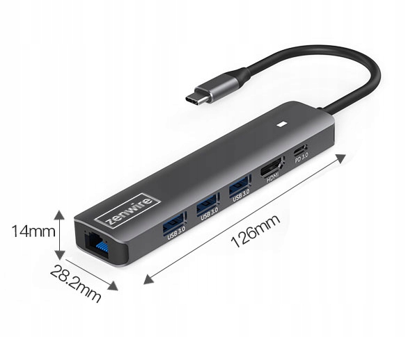 HUB USB-C Adapter 7W1 Zenwire HDMI 4K USB Gigabit Ethernet RJ45 1000 Mbps M1 - Zdjęcie nr 9