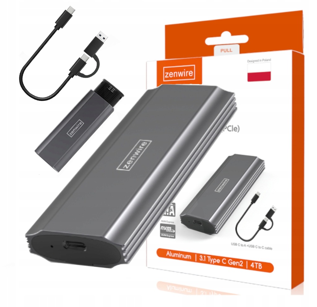 Obudowa na dysk SSD NVME kieszeń adapter SATA PCIe M.2 COMBO USB 3.0 USB-C 3.1 M2 - Zdjęcie nr 1