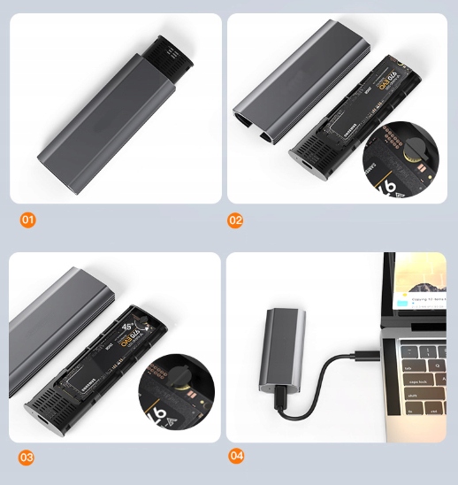 Obudowa na dysk SSD NVME kieszeń adapter SATA PCIe M.2 COMBO USB 3.0 USB-C 3.1 M2 - Zdjęcie nr 5
