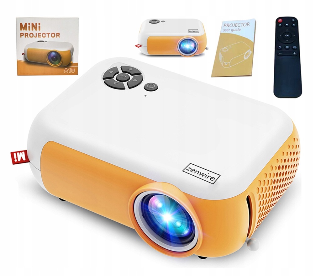 PRZENOŚNY RZUTNIK MINI PROJEKTOR LED FULL HD 1080p USB 1800lm 2000:1 100" cali Zenwire A10 - Zdjęcie nr 1