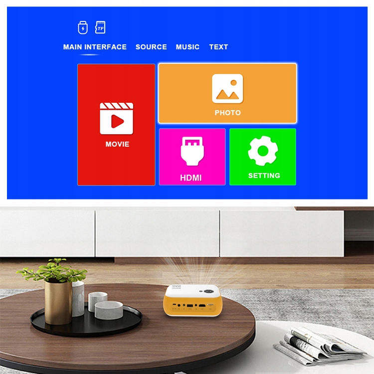 PRZENOŚNY RZUTNIK MINI PROJEKTOR LED FULL HD 1080p USB 1800lm 2000:1 100" cali Zenwire A10 - Zdjęcie nr 11