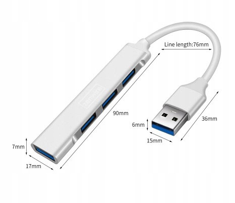 HUB 4x USB 3.0 ROZGAŁĘŹNIK ROZDZIELACZ PORTÓW 4w1 Zenwire - Zdjęcie nr 6