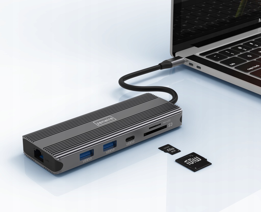 HUB USB-C 10w1 Display Port 1.4 HDMI 2.1 8K 4K 120Hz 60Hz Full HD 144Hz USB 3.0 SD Power Delivery 100W Macbook M1 M2 Zenwire - Zdjęcie nr 8