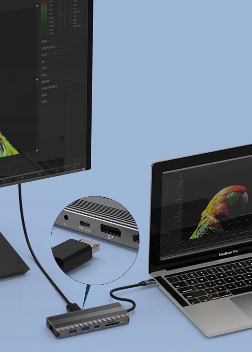HUB USB-C 10w1 Display Port 1.4 HDMI 2.1 8K 4K 120Hz 60Hz Full HD 144Hz USB 3.0 SD Power Delivery 100W Macbook M1 M2 Zenwire - Zdjęcie nr 6