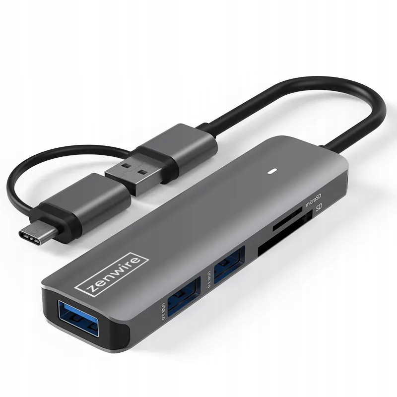 HUB USB-C 7W1 3x USB 3.0 Czytnik Kart SD TF COMBO Zenwire - Zdjęcie nr 2