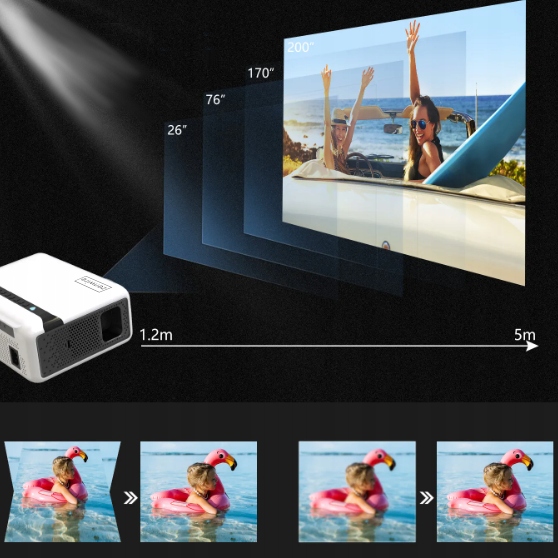 Projektor Rzutnik Full HD 4K 9000lm 300ansi 2000:1 WiFi 2.4/5 GHz Android 9 Bluetooth 5.0 HDMI USB Zenwire e520h - Zdjęcie nr 12