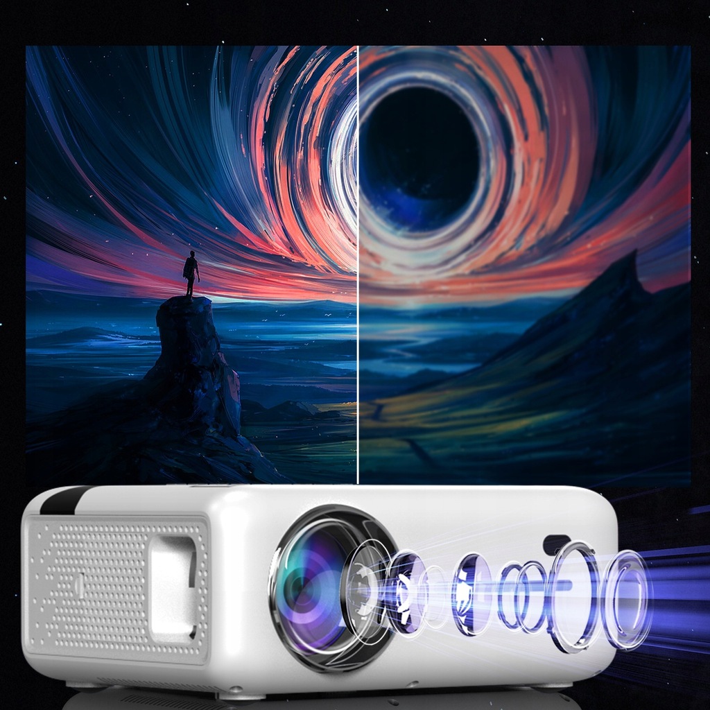 Projektor Rzutnik Full HD 4K 9000lm 300ansi 2000:1 WiFi 2.4/5 GHz Android 9 Bluetooth 5.0 HDMI USB Zenwire e520h - Zdjęcie nr 15