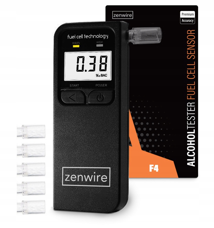 ALKOMAT Profesjonalny Elektrochemiczny z Wyświetlaczem elektronicznym LCD cyfrowym Zenwire F4 z 5 ustnikami w zestawie - Zdjęcie nr 1
