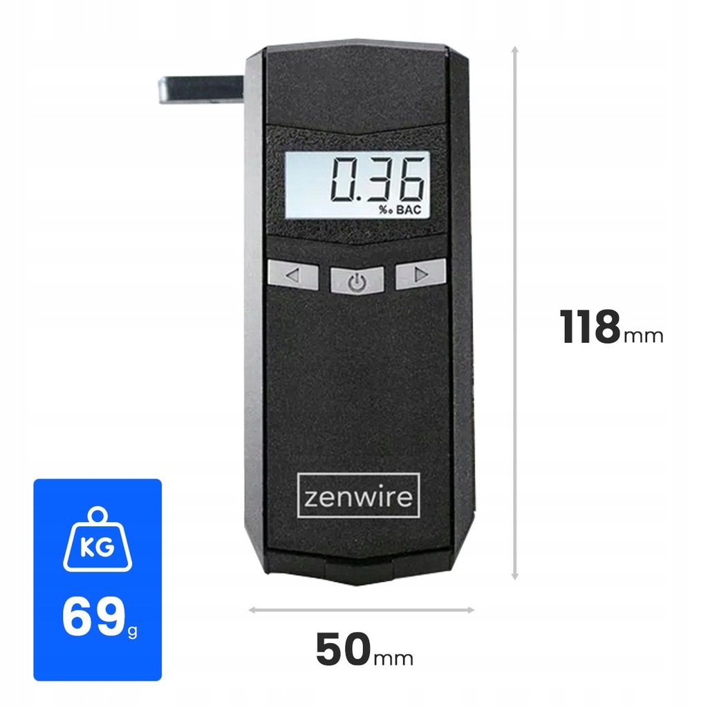 ALKOMAT Profesjonalny Elektrochemiczny z Wyświetlaczem elektronicznym LCD cyfrowym Zenwire F6500 z 6 ustnikami w zestawie - Zdjęcie nr 2