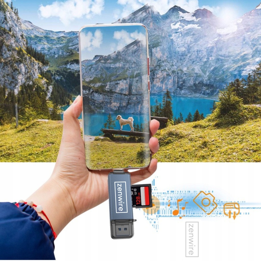 Czytnik Kart Pamięci SD USB 3.0 USB-C Adapter 4w1 SD + MICRO SD TF 5 Gb/s do 2TB - Zdjęcie nr 2