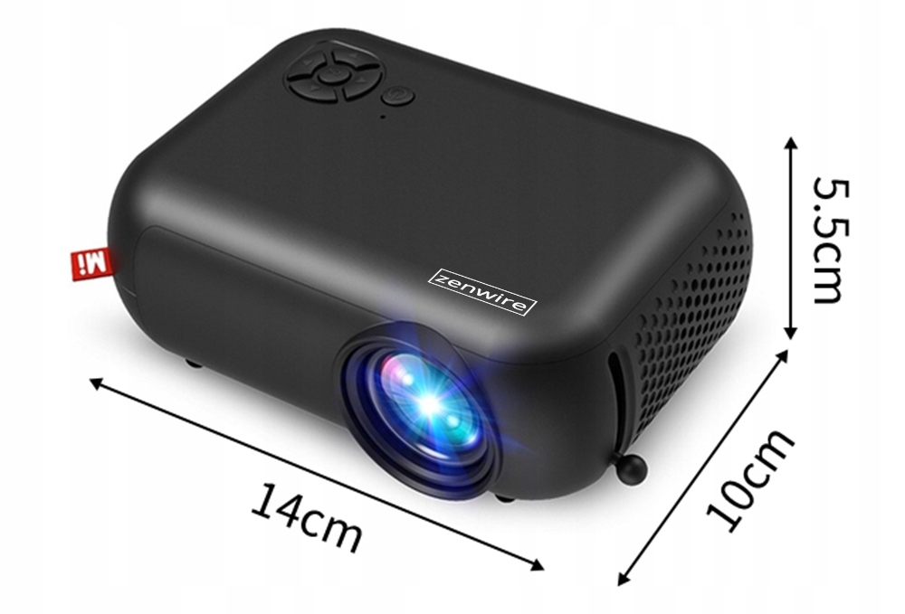Mini PROJEKTOR do Telefonu PRZENOŚNY RZUTNIK FULL HD WiFi LED HDMI 1800lm Zenwire A10 Czarny - Zdjęcie nr 10