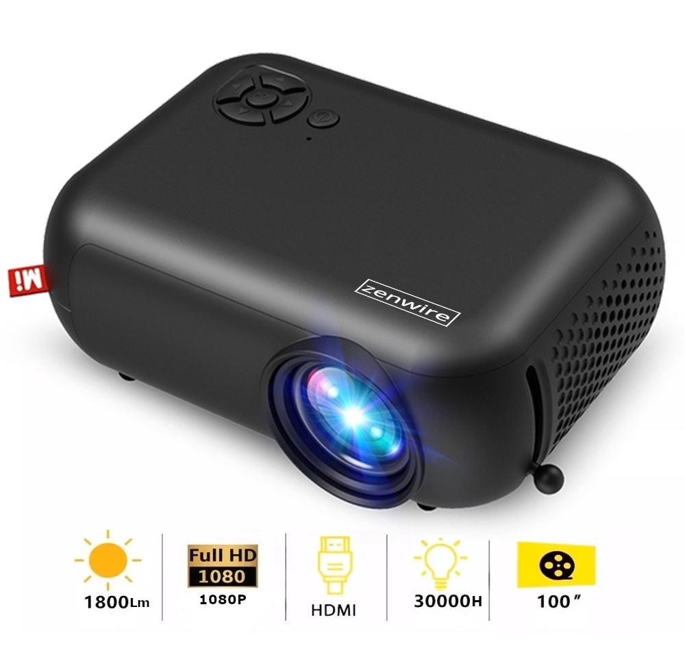 Mini PROJEKTOR do Telefonu PRZENOŚNY RZUTNIK FULL HD WiFi LED HDMI 1800lm Zenwire A10 Czarny - Zdjęcie nr 2