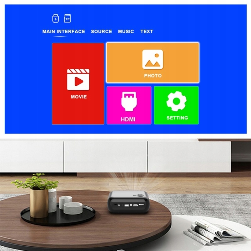 Mini PROJEKTOR do Telefonu PRZENOŚNY RZUTNIK FULL HD WiFi LED HDMI 1800lm Zenwire A10 Czarny - Zdjęcie nr 5