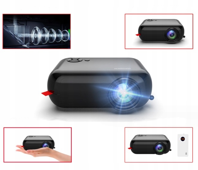 Mini PROJEKTOR do Telefonu PRZENOŚNY RZUTNIK FULL HD WiFi LED HDMI 1800lm Zenwire A10 Czarny - Zdjęcie nr 9