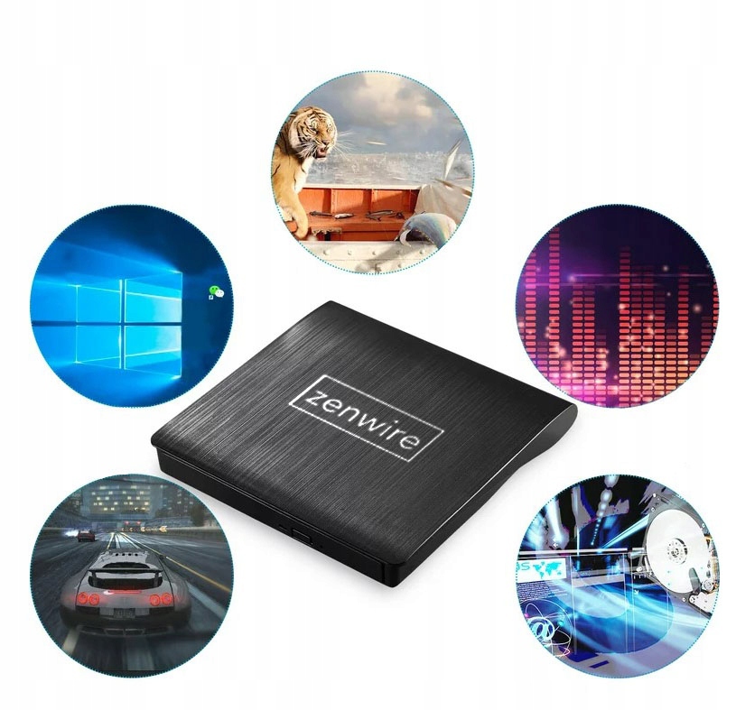 Zewnętrzny Przenośny Napęd DVD CD USB 3.0 Nagrywarka Odtwarzacz płyt CD/DVD do laptopa komputera - Zdjęcie nr 13