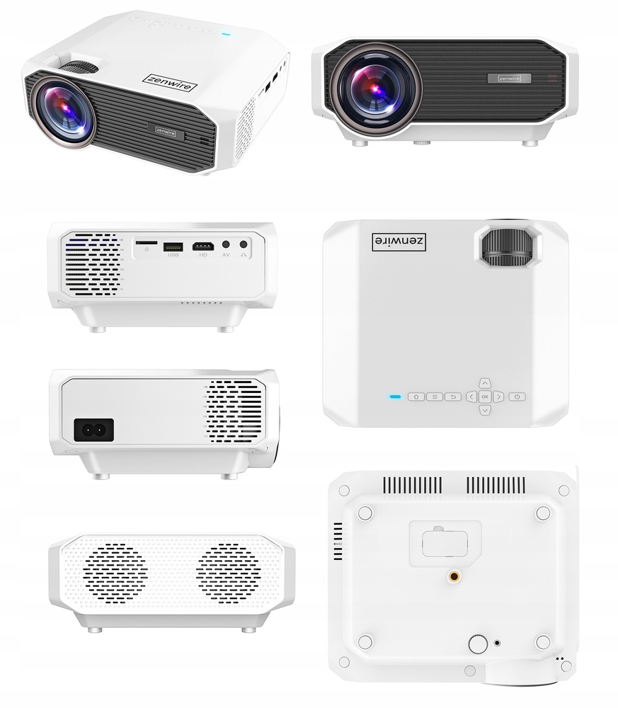 Mini Projektor WiFi Przenośny Rzutnik Full HD Bluetooth do telefonu 4500 lm 1500:1 HDMI USB LED Zenwire e450s - Zdjęcie nr 15