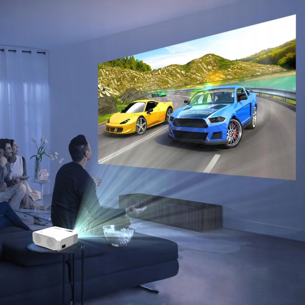 Mini Projektor WiFi Przenośny Rzutnik Full HD Bluetooth do telefonu 4500 lm 1500:1 HDMI USB LED Zenwire e450s - Zdjęcie nr 2