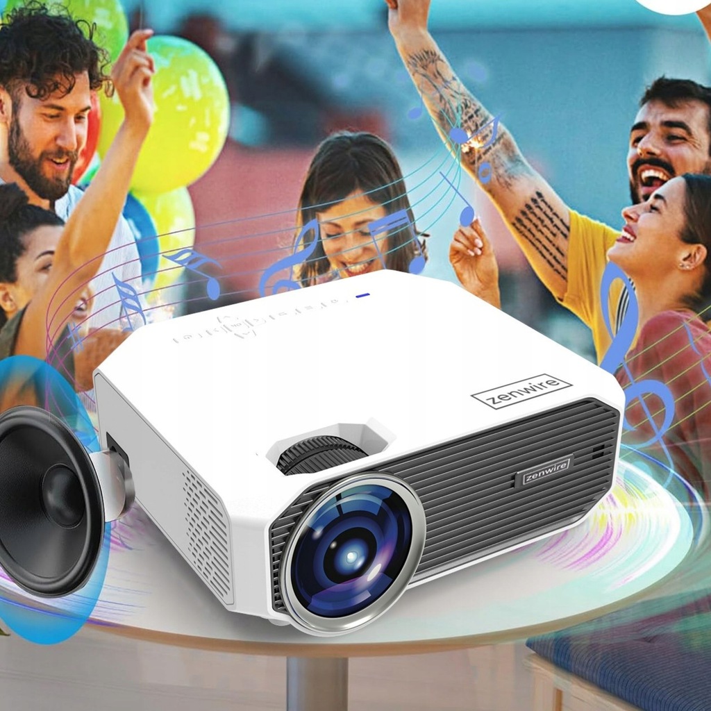 Mini Projektor WiFi Przenośny Rzutnik Full HD Bluetooth do telefonu 4500 lm 1500:1 HDMI USB LED Zenwire e450s - Zdjęcie nr 6