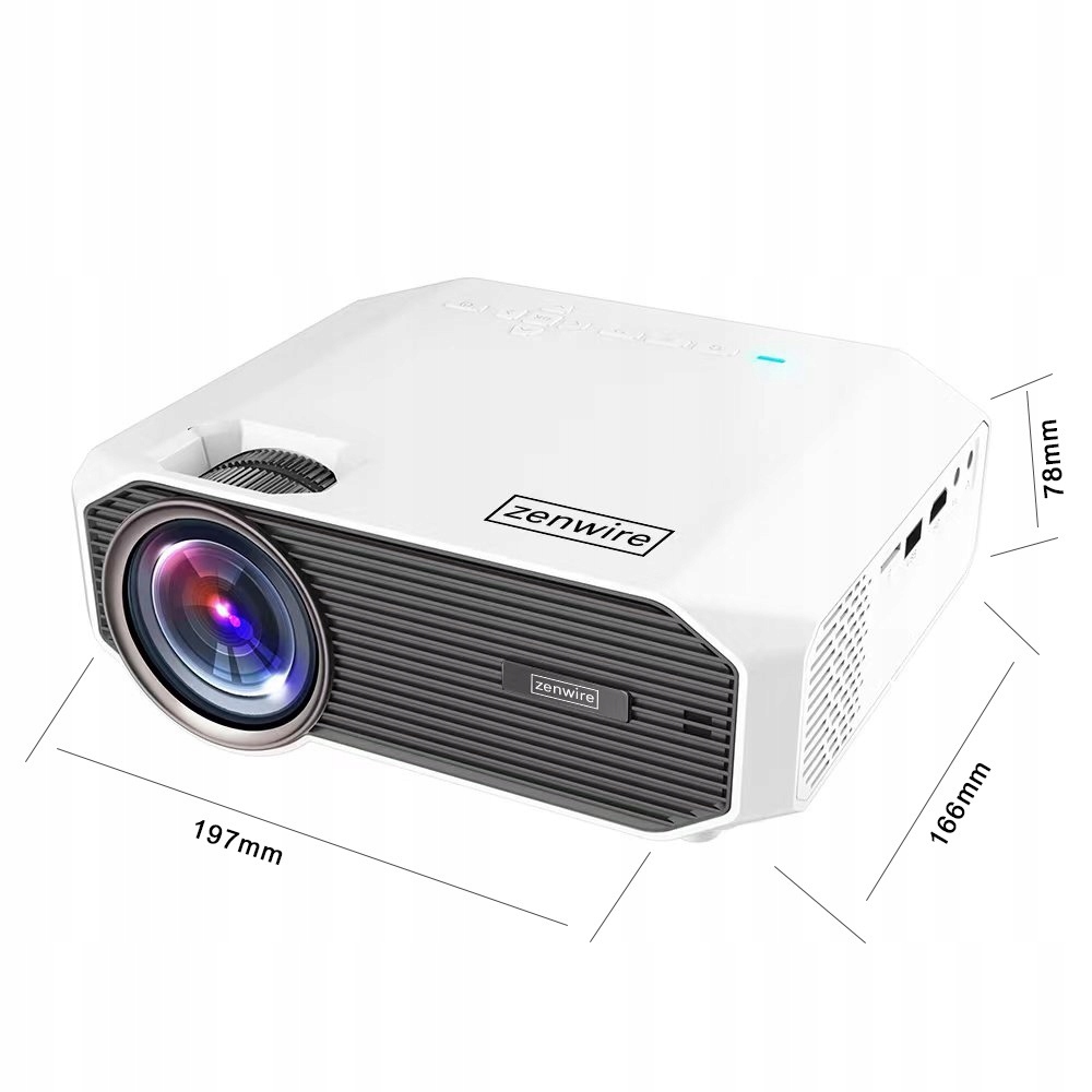 Mini Projektor WiFi Przenośny Rzutnik Full HD Bluetooth do telefonu 4500 lm 1500:1 HDMI USB LED Zenwire e450s - Zdjęcie nr 8