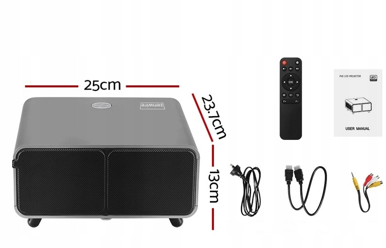 Rzutnik Projektor WiFi2.4/5 GHz Android TV FULL HD 4K 550 ansi Autofocus Autokeystone do telefonu laptopa PC Zenwire X5 - Zdjęcie nr 15