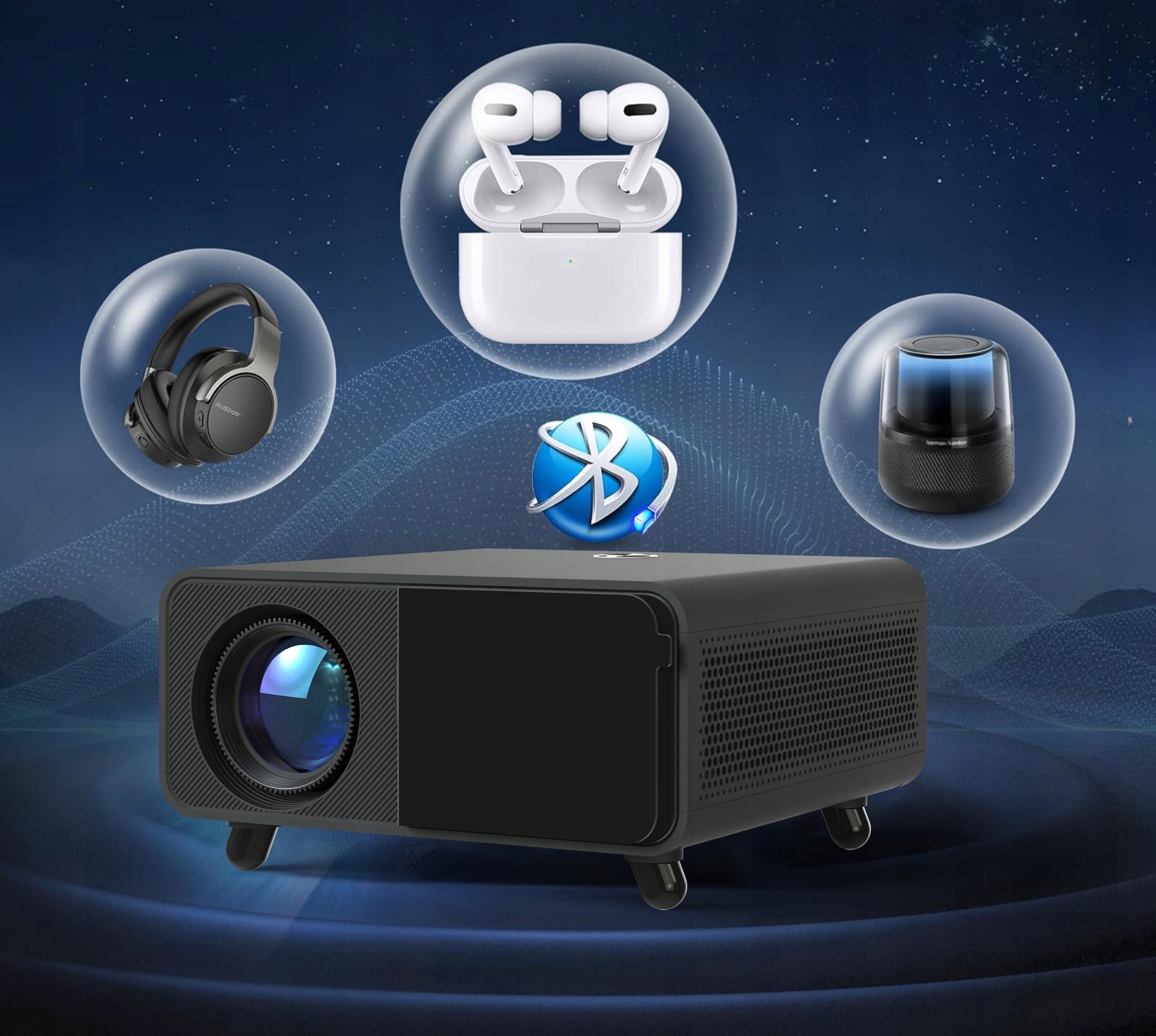 Rzutnik Projektor WiFi2.4/5 GHz Android TV FULL HD 4K 550 ansi Autofocus Autokeystone do telefonu laptopa PC Zenwire X5 - Zdjęcie nr 16