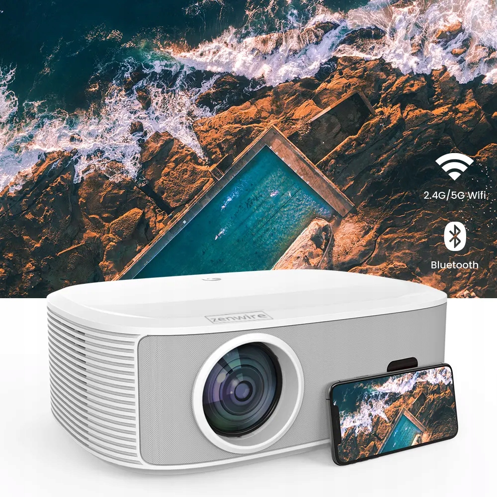 Projektor Rzutnik Full HD 4K 24000lm 800 Ansi WiFi 2.4/5 Ghz SMART TV Linux Netflix Youtube Amazon MULTIMEDIALNY AutoFocus AutoKeystone Bluetooth Zenwire Yg691 - Zdjęcie nr 1
