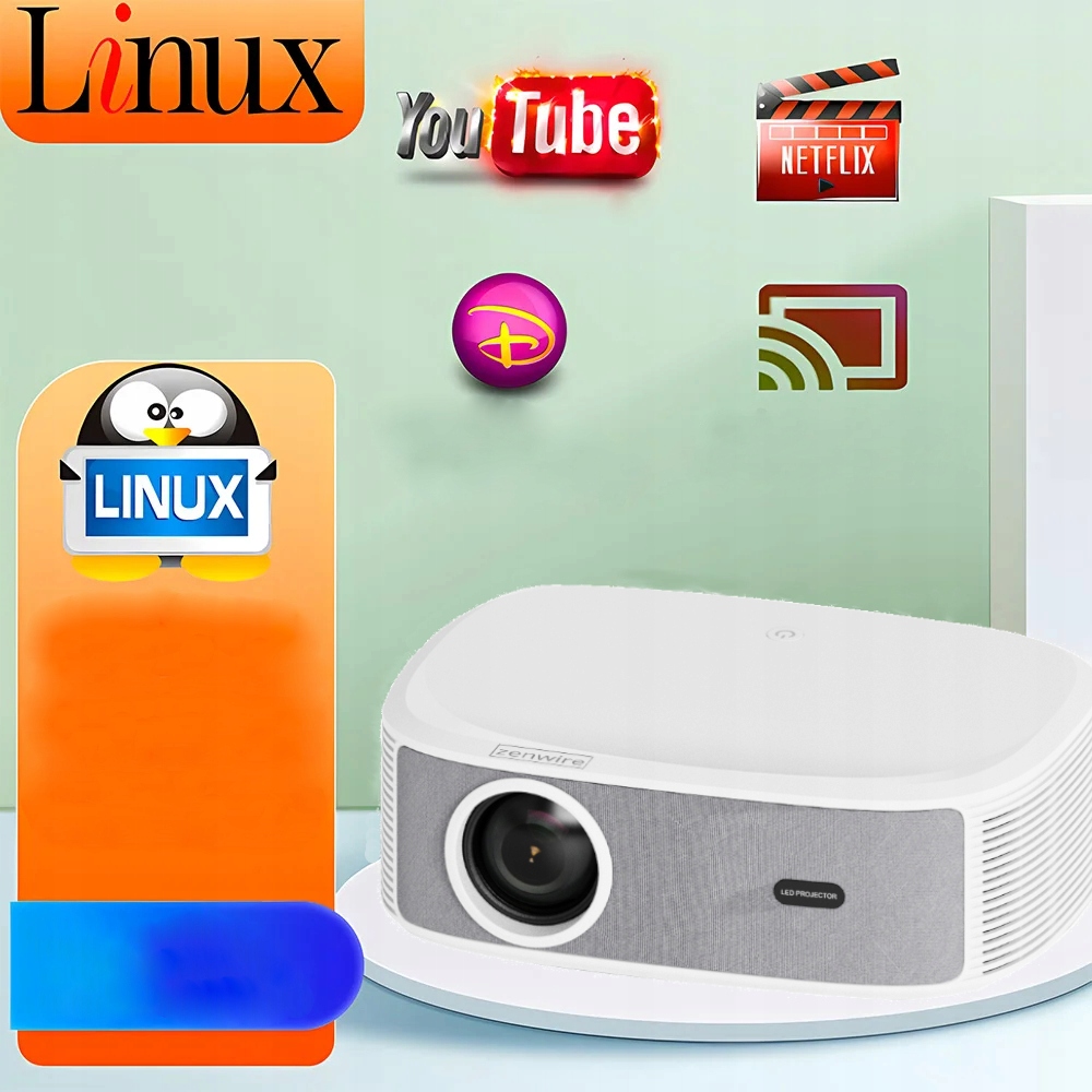 Projektor Rzutnik Full HD 4K 24000lm 800 Ansi WiFi 2.4/5 Ghz SMART TV Linux Netflix Youtube Amazon MULTIMEDIALNY AutoFocus AutoKeystone Bluetooth Zenwire Yg691 - Zdjęcie nr 3