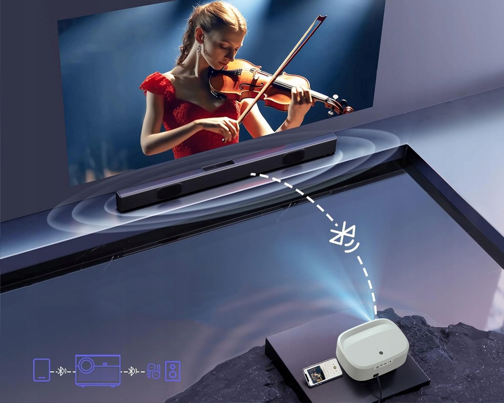 Projektor Rzutnik Full HD 4K 24000lm 800 Ansi WiFi 2.4/5 Ghz SMART TV Linux Netflix Youtube Amazon MULTIMEDIALNY AutoFocus AutoKeystone Bluetooth Zenwire Yg691 - Zdjęcie nr 9