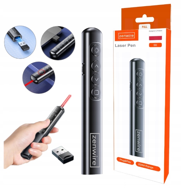 Wskaźnik Prezenter Laserowy Bezprzewodowy Pilot Laser USB do Prezentacji Zenwire S9 - Zdjęcie nr 1