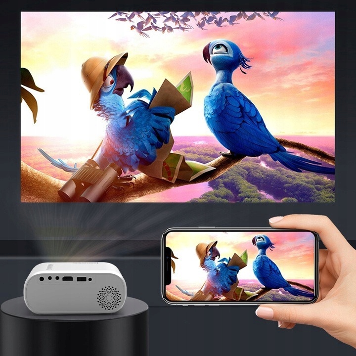 Mini Projektor Przenośny Rzutnik WiFi 2.4/5 GHz Miracast Airplay Full HD do telefonu smartfona 3000 lm Zenwire d300s - Zdjęcie nr 10