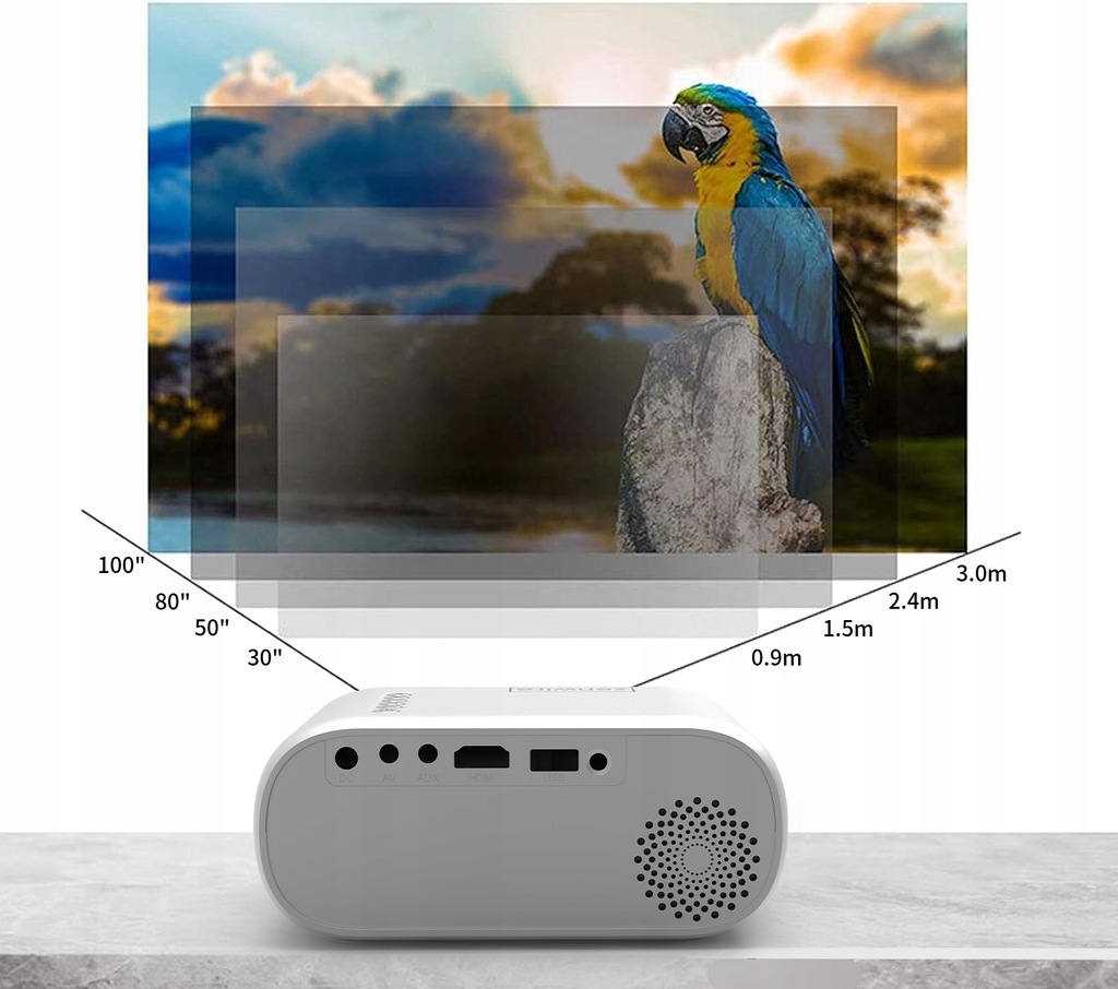Mini Projektor Przenośny Rzutnik WiFi 2.4/5 GHz Miracast Airplay Full HD do telefonu smartfona 3000 lm Zenwire d300s - Zdjęcie nr 12
