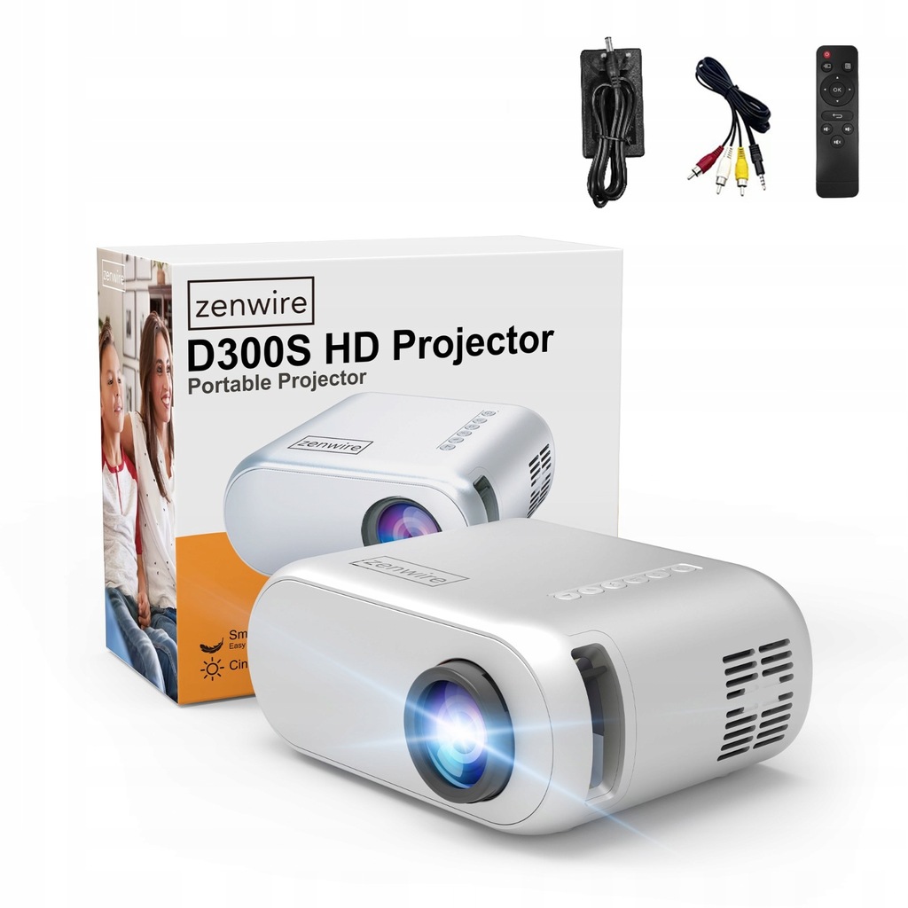 Mini Projektor Przenośny Rzutnik WiFi 2.4/5 GHz Miracast Airplay Full HD do telefonu smartfona 3000 lm Zenwire d300s - Zdjęcie nr 16