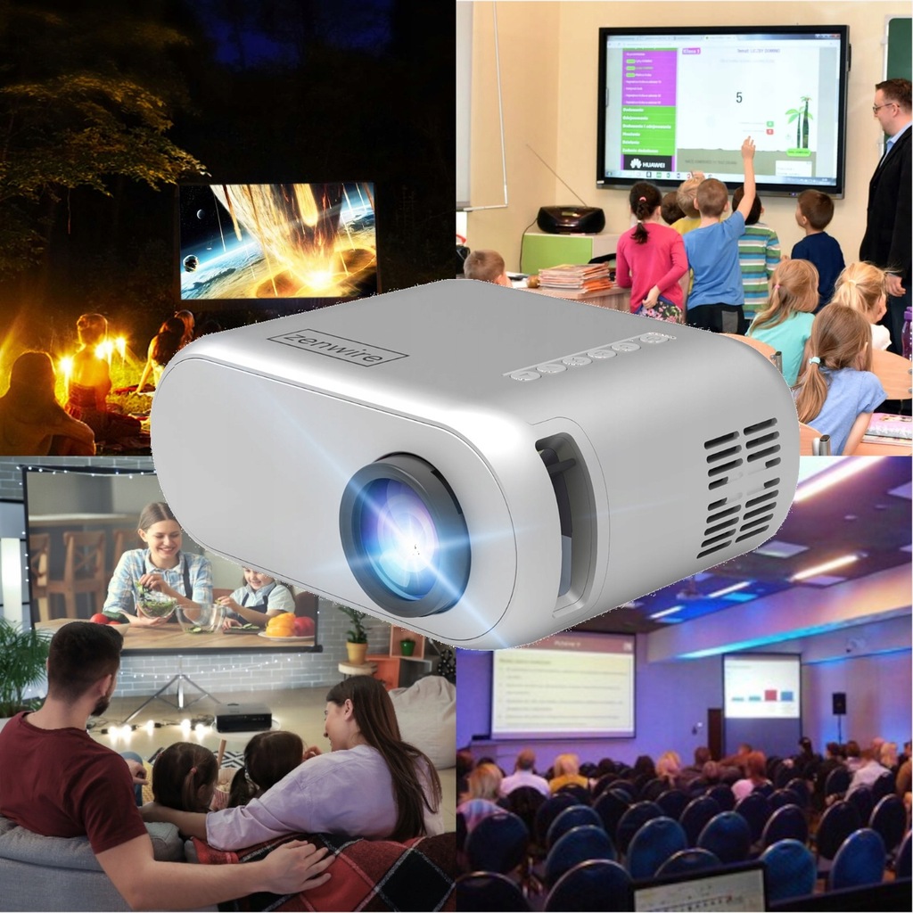 Mini Projektor Przenośny Rzutnik WiFi 2.4/5 GHz Miracast Airplay Full HD do telefonu smartfona 3000 lm Zenwire d300s - Zdjęcie nr 8