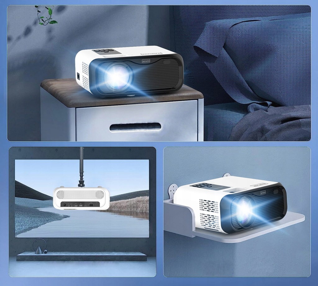 Mini Projektor Przenośny Rzutnik WiFi 2.4/5 GHz Miracast Airplay Full HD 4K 7500lm 250 ansi Bluetooth 5.0 Zenwire e500s - Zdjęcie nr 5