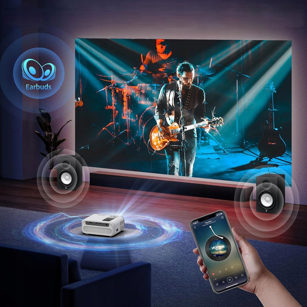 Mini Projektor Przenośny Rzutnik WiFi 2.4/5 GHz Miracast Airplay Full HD 4K 7500lm 250 ansi Bluetooth 5.0 Zenwire e500s - Zdjęcie nr 6