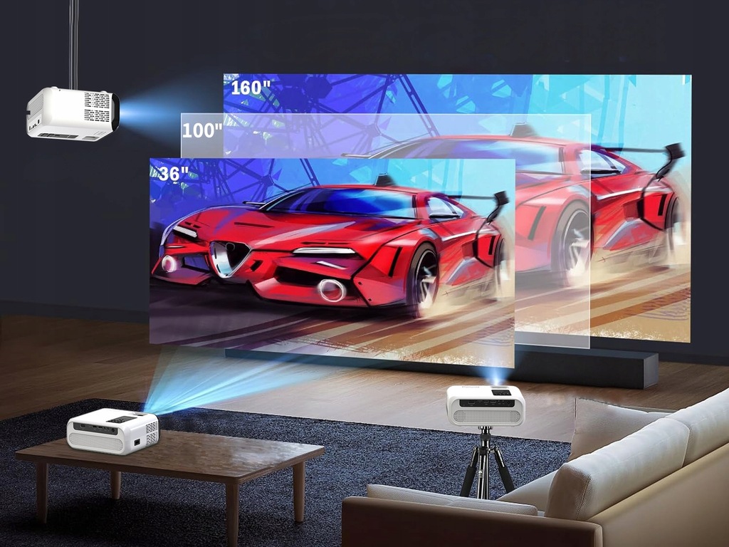 Mini Projektor Przenośny Rzutnik WiFi 2.4/5 GHz Miracast Airplay Full HD 4K 7500lm 250 ansi Bluetooth 5.0 Zenwire e500s - Zdjęcie nr 7