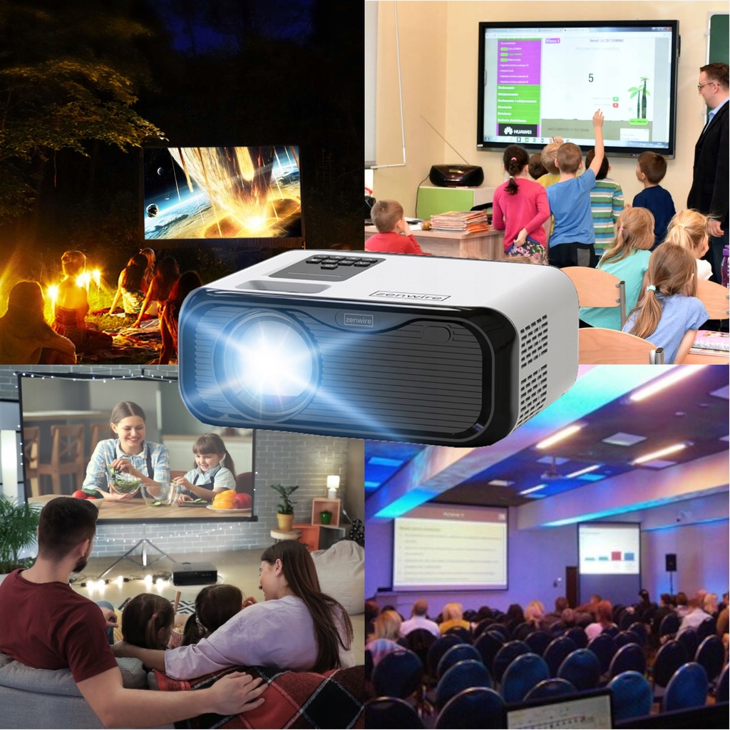 Mini Projektor Przenośny Rzutnik WiFi 2.4/5 GHz Miracast Airplay Full HD 4K 7500lm 250 ansi Bluetooth 5.0 Zenwire e500s - Zdjęcie nr 8