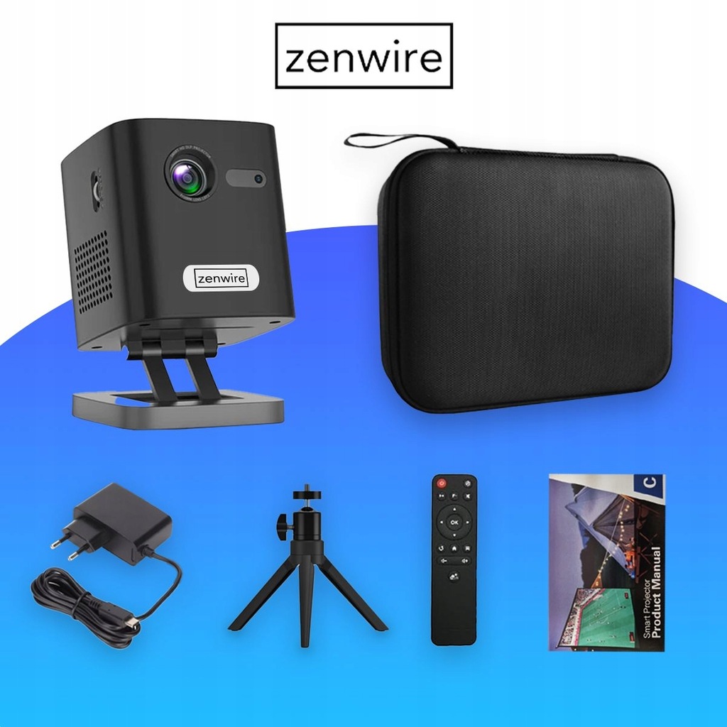Mini Projektor DLP Przenośny Rzutnik Full HD 4K WiFi Android z wbudowaną baterią + Statyw + Etui ochronne Zenwire c1000 - Zdjęcie nr 13
