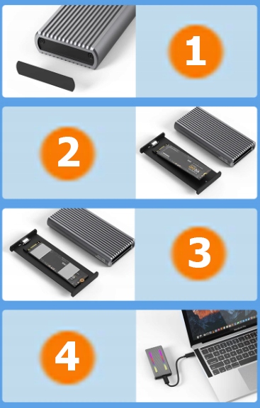 Obudowa na dysk SSD m2 4w1 NVME Pcie SATA NGFF M.2 USB-C USB 3.0 10 GB/s Adapter Kieszeń LED RGB Zenwire 2808SN - Zdjęcie nr 4