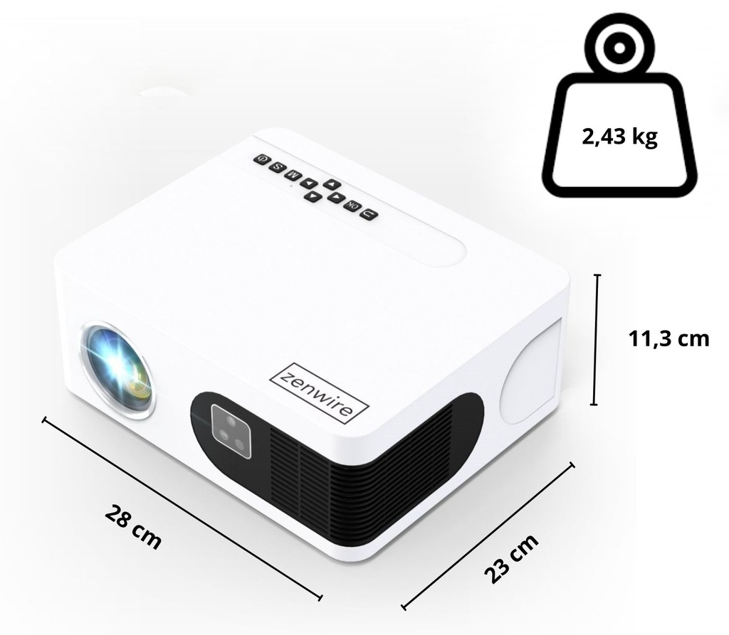 projektor Zenwire E601H - wymiary